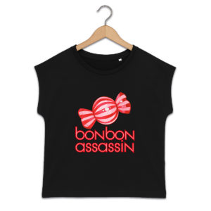 T-shirt femme biologique manches à revers - Bonbon