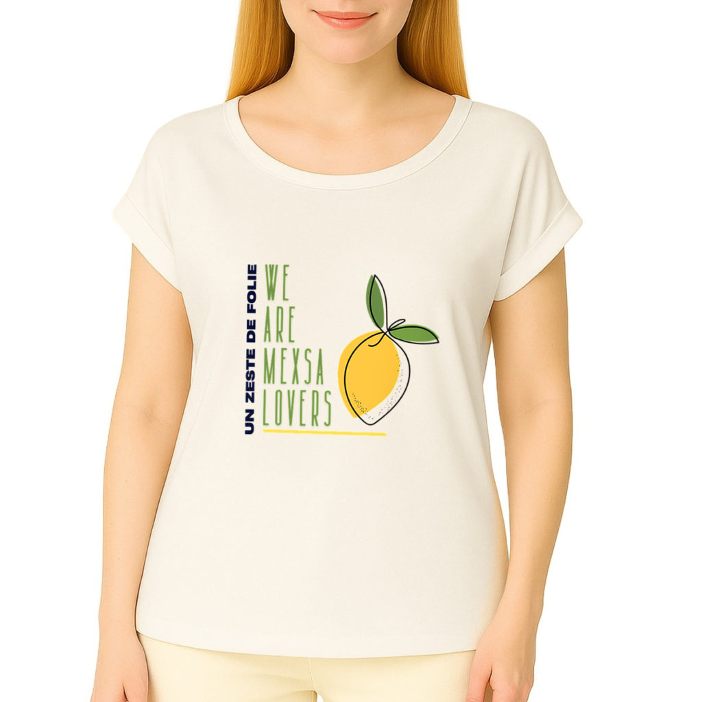 T-shirt femme biologique manches à revers - Zeste de folie